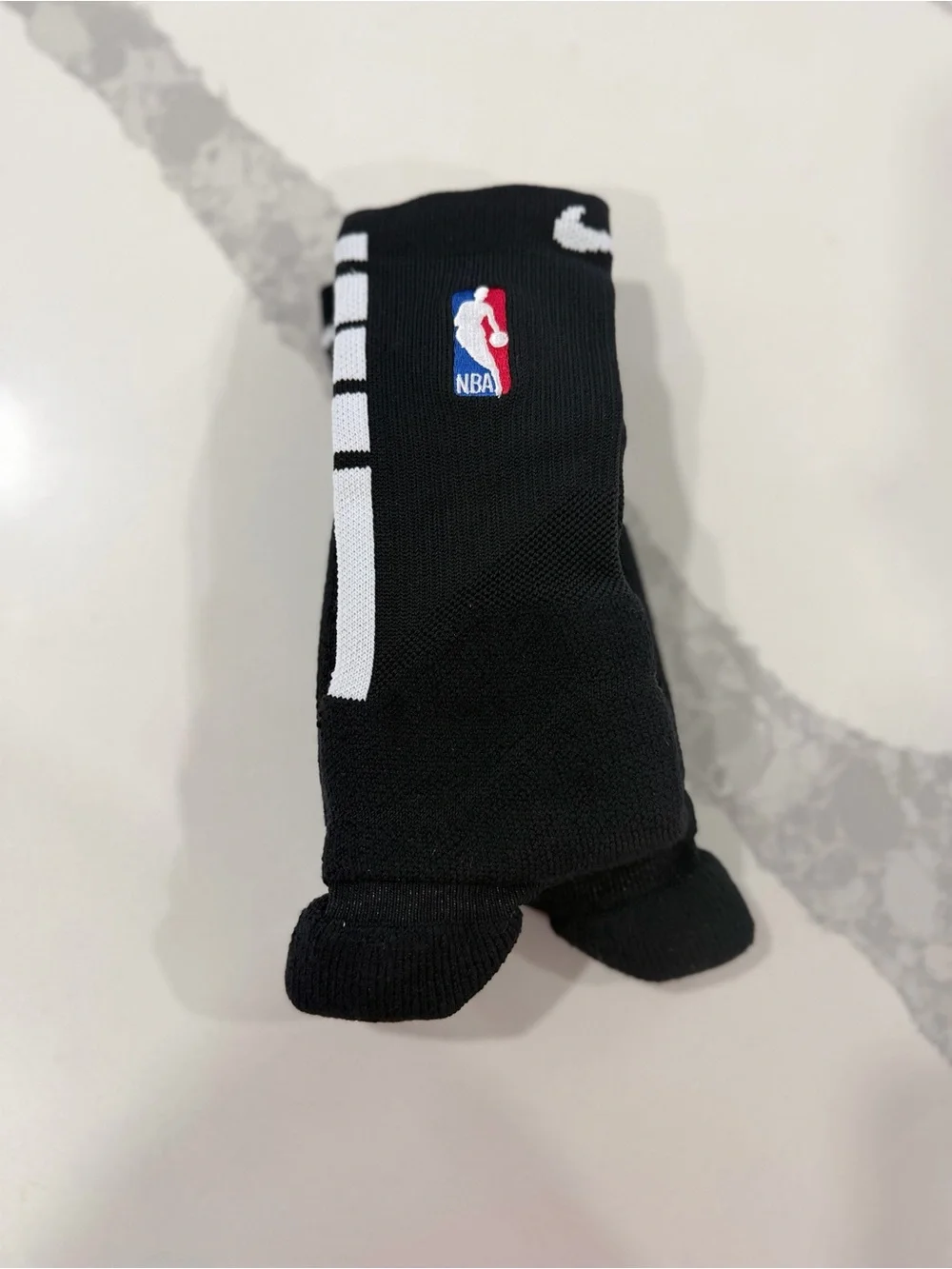 NBA Black Crew Athletic Socks with White Logos